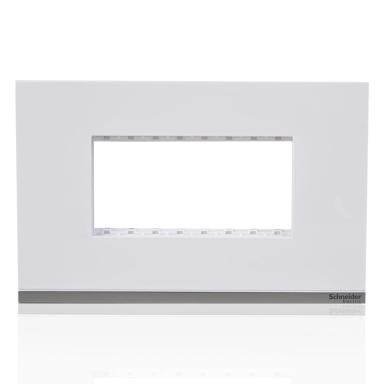 Schneider Unica White Plastic Surround Grid Plate | 4 Module | White Colour | Switch Board Cover | Switch Panel | Wall Cover