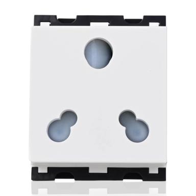 Norisys 2M Cube 3 Pin Socket | 16 Amp | Glossy Frost White Finish | Power Socket | Electrical Plug Switch | Three-Way Socket