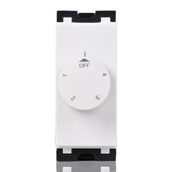 Norisys Cube Fan Regulator Round Knob | 1 Module | Glossy Frost White Finish | Fan Speed Control Switch | Speed Dial Controller