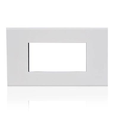 Norisys Cube Grid Plate | 4 Module | Frost White Finish | Glossy Design | Switch Panel | Switch Board Cover Plate | Outlet Cover