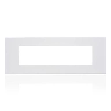 Norisys Cube Flat Grid Plate | Glossy Frost White Finish | 8 Module | Switch Panel | Switch Board Plate | Cover Plate   