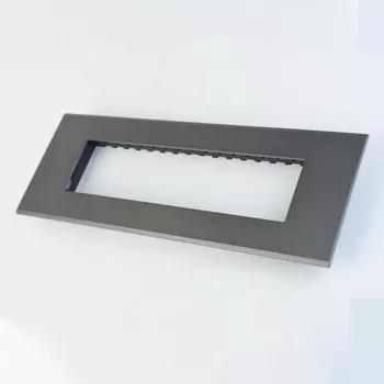 Norisys Cube 8 Module 9X3 Size Matte Cube Flat 5 Quartz Grey Plate | Rectangular Shape | Thermo Plastic Material | Flat Cover Plate | Electrical Cover Plate