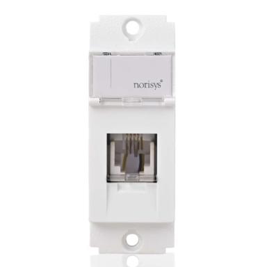 Norisys Square Telephone Socket | 1 Module | Square Shape | White Colour | Communication Jack | Landline Socket | Telephone Port