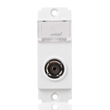 Norisys Shine Square TV Socket | 1 Module | Frost White Finish | Cable Socket | TV Outlet | Antenna Socket | Toggle Switch