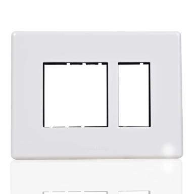 Havells Fabio Front Plate | Glossy White Finish | 3 Module | Switch Panel | Switch Board Cover Plate | Grid Plate | Bezel