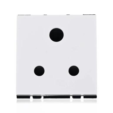 Havells 6 Amp 3 Pin ISI Marking  Shutter Socket | Glossy White Finish | Power Socket | Electrical Plug Switch | Three-Way Socket