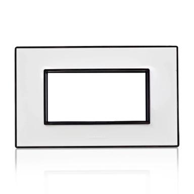 Goldmedal Nixon Wega Grid Plate | 4 Module | Absolute White Finish | Switch Panel | Switch Board Plate | Wall Cover Plate