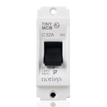 Norisys Square MCB Single Pole | 32 Amp | Frost White Finish | Circuit Breaker | Main Power Switch | Load Breaker | Single Pole