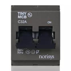 Norisys Double Pole MCB | 2 Module | 32 Amp | Grey Matt Finish | Circuit Breaker | Main Power Switch | Load Breaker | Quick Action MCB