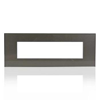 Norisys Glass Grid Plate | 8 Module | Metal Grey Colour | Cover Plate | Front Plate | Switch Board Surround Cover Plate 