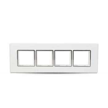 Anchor 8 Module Horizontal Plate With Chrome Collar | White Horizontal Plate | Cover Plate | Faceplate | High Grade Polycarbonate | Flame Retardent | Resistance to Corrosion