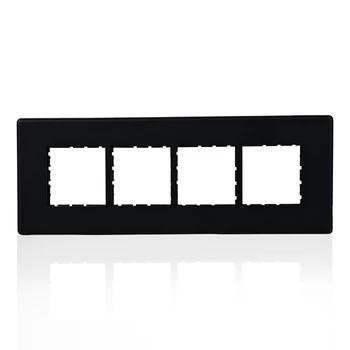 Havells Plastic Surround Grid Plate | 8 Module | Velvet Black Finish | Switch Panel | Lin Fabio Carbon | Wall Cover Plate