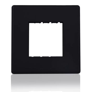 Havells 2 Module Plastic Surround | Grid Plate | Fabio Carbon | Velvet Black Finish | Switch Plate | Wall Plate | Support plate