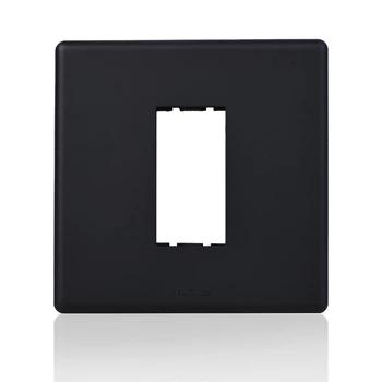 Havells Plastic Surround Grid Plate | 1 Module Plate | Fabio Carbon Finish | Velvet Black Colour | Switch Board Cover Plate