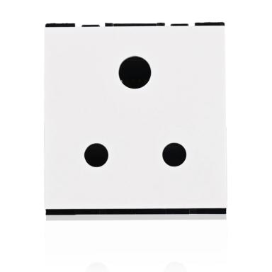 Havells 6 Amp 3 - Pin Socket With Shutters | Fabio Carbon Finish | White Colour | Child Safety | 3-Terminal Stylish Socket