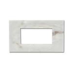 Norisys Cube 4 Module Cover Plate | Marble Onyx White | Flame Retardant Wall Cover Plate | Anti Fingerprint Coating | Electrical Box Frame