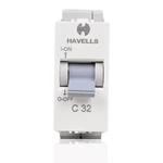 Havells Fabio Mini MCB | Single Pole | 32 Amp | White Colour | Circuit Breaker | Main Power Switch | Load Breaker | Compact MCB