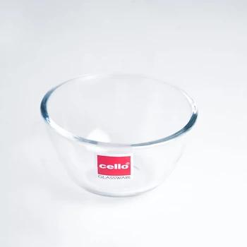 Cello Ornella Toughened Glass Mixing Bowl 500ml | Transparent Bowl | Leak Resistant Bowl | Container | Round Bowl | 500ml Food Storage Bowl